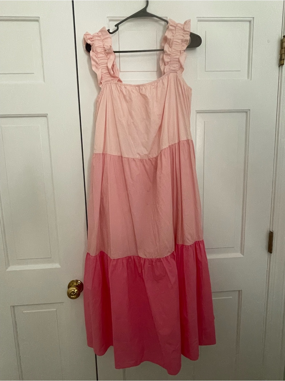 English Factory Pink Ombre Ruffle Strap Maxi Dress